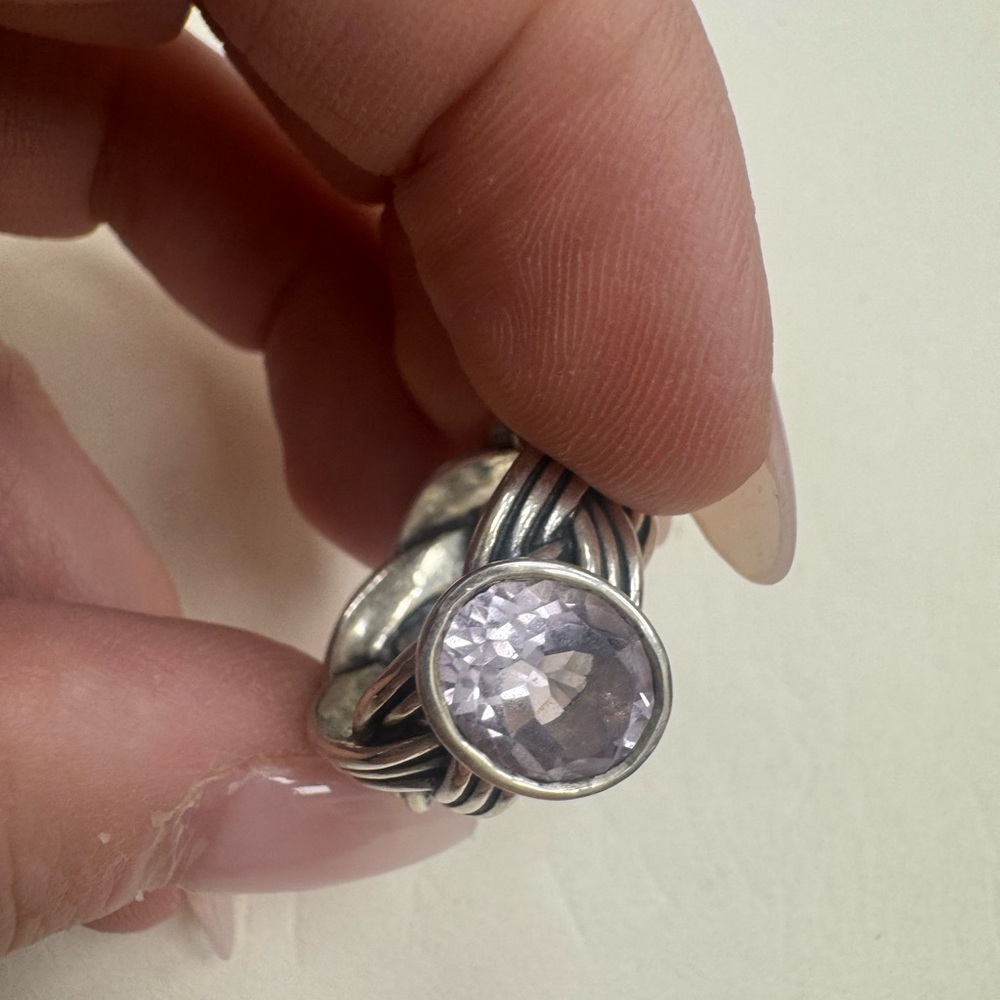 PANDORA RARE Retired Sterling Silver ALE Braided Amethyst Ring Size 7 9.5g - Picture 6 of 16
